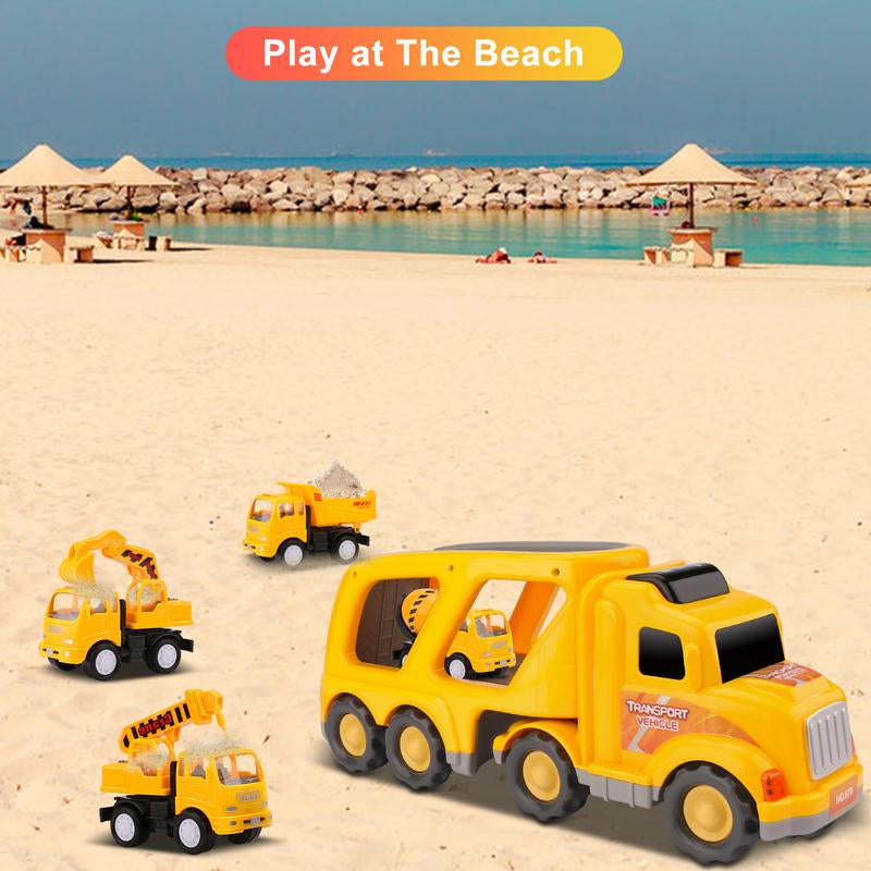 Nicmore 5-In-1 Construction Truck Car Toys, Carrier Truck Toys for Kids Christmas Birthday Party Gifts
