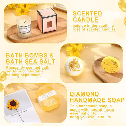 13 Pcs Birthday Gifts for Women Mothers Day Gifts Spa Basket Set for Women Mirrors Socks Steamers Jewelry Case Bath Robe Mom Nurse Girlfriend Wife