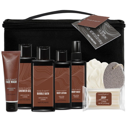 Bath and Body Wash Sets for Men - 8Pcs Spa Baskets Mens Birthday Gifts Sandalwood, Self Care Kit, Husband Men Father'S Day Gifts