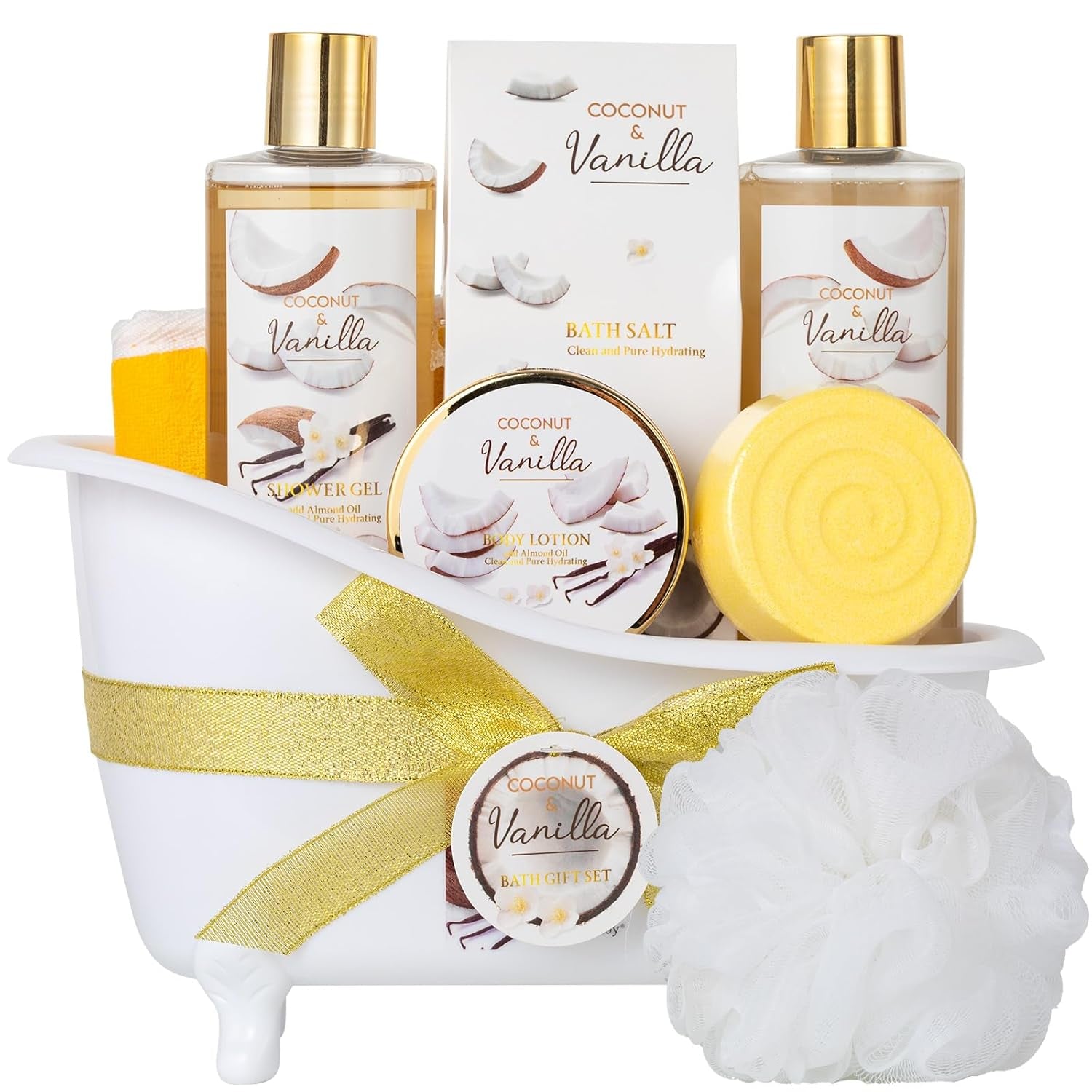 Bath & Body Gift Set, Bath Basket Spa Kit Gifts for Her Him Birthday Gifts for Women, Luxury Home Spa Kit, 8Pcschristmas Gifts for Women Ocean Vanilla, Spa Gift Baskets, Unique Mother'S Day Gifts