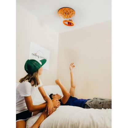 Ceiling Hanging Indoor Basketball Hoop – Overhead Mini Hoop for Bedroom, Office & Game Room – Easy Install, Durable, Real Swish Sound