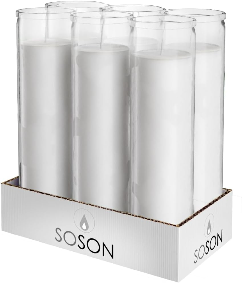 2X8 Inch Green Devotional Candles in Glass Jar - 3 Pack - 90 Hours – Prayer Candle - Tall Pillar Candles for Religious, Memorials, Party Decor