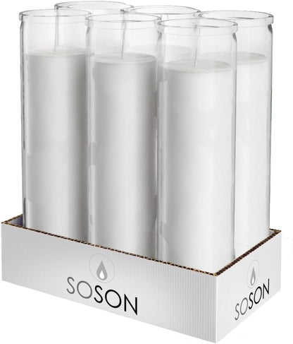 2X8 Inch Green Devotional Candles in Glass Jar - 3 Pack - 90 Hours – Prayer Candle - Tall Pillar Candles for Religious, Memorials, Party Decor