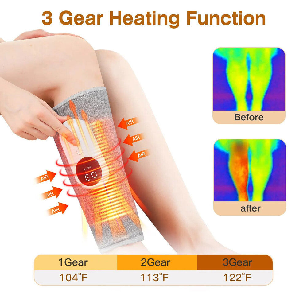 Leg Massager Cordless Calf Air Compression Massager W/ Heat Pain Relief 3 Modes