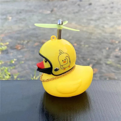 Car Bicycle Decoration Yellow Duckling with Propeller Helmet Rubber Duck Ducky Bicycle Wind Motor Riding Cycling Ornament