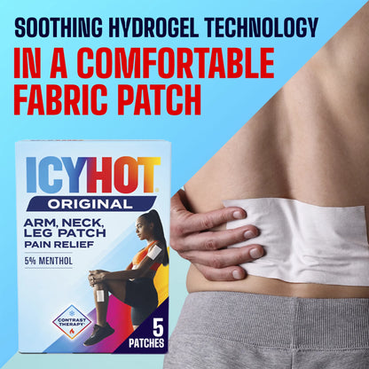 (2 Pack)  Original Pain Relief Patch, Medium Size Fabric Patches for Arm, Neck and Leg with Menthol 5%, Ice and Heat Contrast Therapy for Backaches, Joints, Muscle Strains and Arthritis, 5 Ct.