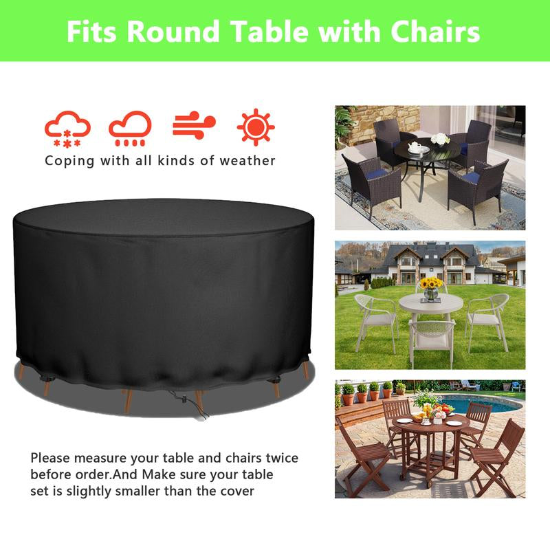 Zan Hui round Patio Furniture Cover - Waterproof 420D Heavy Duty Outdoor Table and Chair Cover 48 Inch, round Fire Pit Cover , Plastic Table and Chair Cover