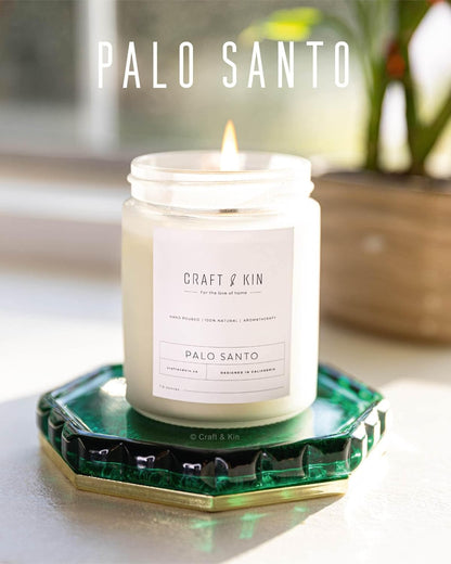 Palo Santo Christmas Scented Candle | 8 Oz 45 Hour Long Lasting | Classic Soy Woodwick Winter Candles | Made with Natural Soy | Holiday Candles Gifts for Men and Women