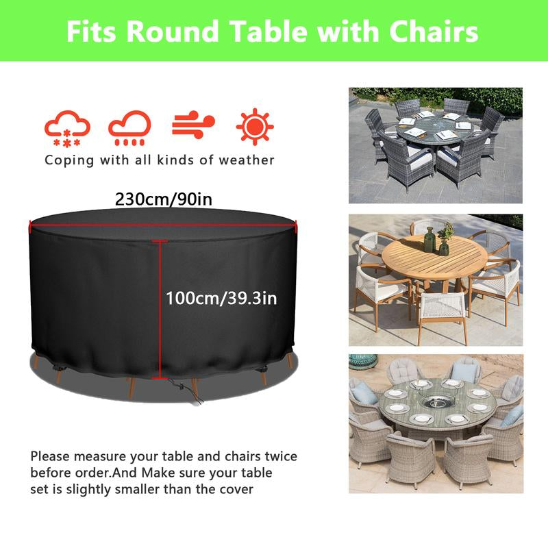 Zan Hui round Patio Furniture Cover - Waterproof 420D Heavy Duty Outdoor Table and Chair Cover 48 Inch, round Fire Pit Cover , Plastic Table and Chair Cover