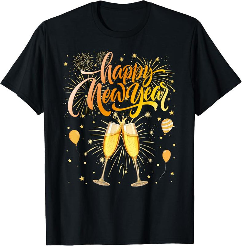 100%Cotton New Years Eve Party Supplies NYE Matching Happy New Year T-Shirt