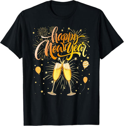 100%Cotton New Years Eve Party Supplies NYE Matching Happy New Year T-Shirt