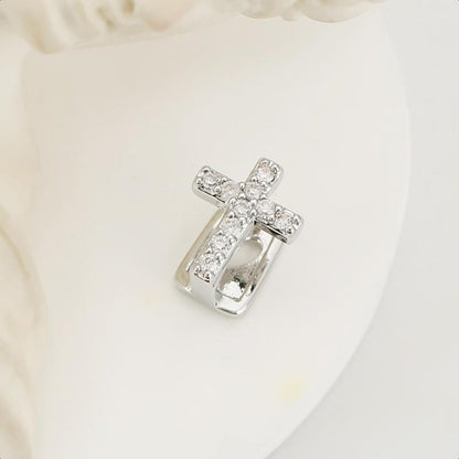 2 Pieces Cross-Shaped Copper Micro-Set Zirconia Single Hip-Hop Tooth Cap Tooth Decoration Trendy Dental Accessory