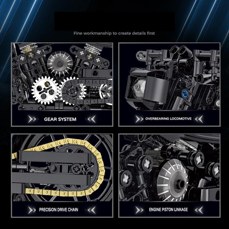 1:8 Super Racing Motorcycle Motorbike Model Building Block Brick Educational Assembly Toy Children Boy Gift Chain