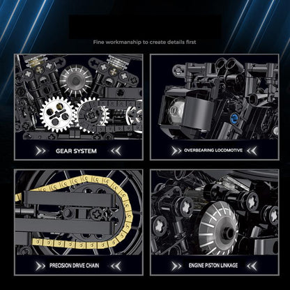 1:8 Super Racing Motorcycle Motorbike Model Building Block Brick Educational Assembly Toy Children Boy Gift Chain