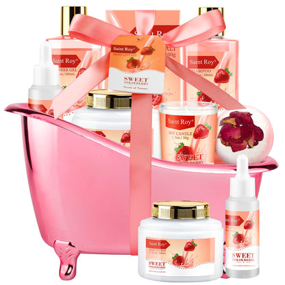 Bath & Body Gift Set, Bath Basket Spa Kit Gifts for Her Him Birthday Gifts for Women, Luxury Home Spa Kit, 8Pcschristmas Gifts for Women Ocean Vanilla, Spa Gift Baskets, Unique Mother'S Day Gifts