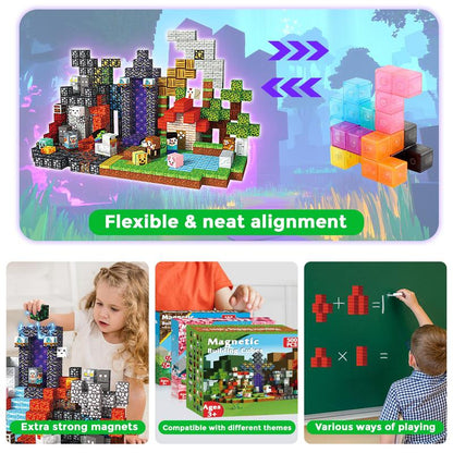 500 PCS Magnetic Blocks - Magnet Toys for Kids, Boys and Girls, Magnetic Building Blocks Cubes, Stacking Magnets for Kids, Birthday Gifts for Boys and Girls Age 3+ Years Old
