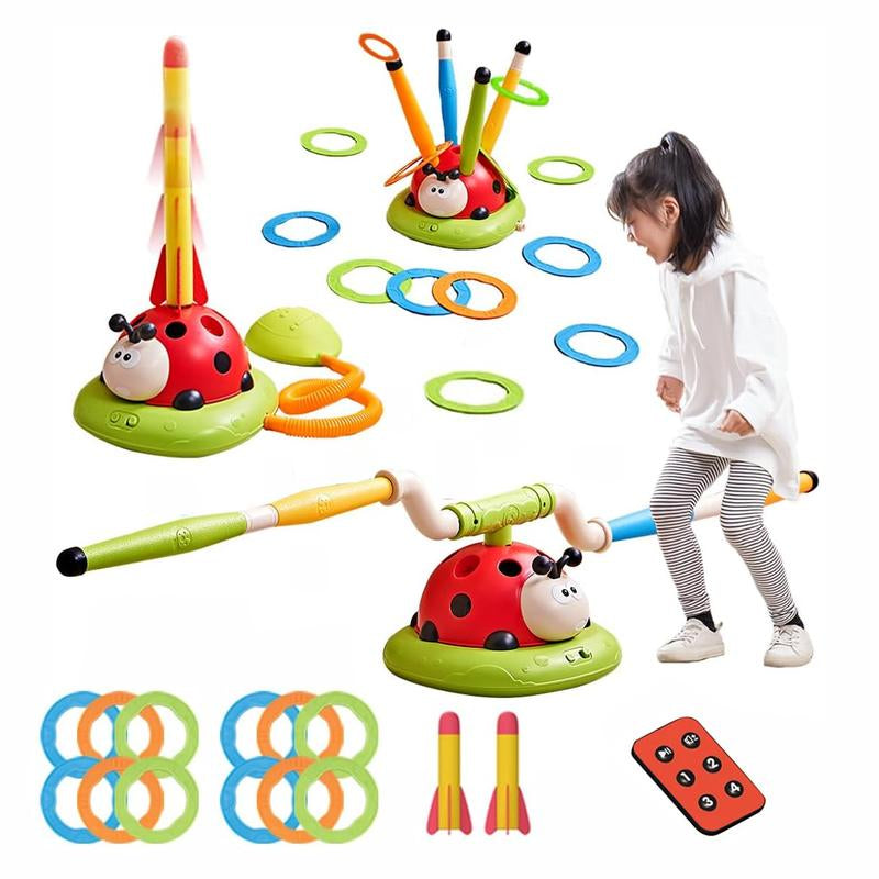 3 in 1 Sport Entertainment Game Toy with Remote Control, Musical Jump, Toss Circle Game Toys, Stomping Launcher for Kids, Indoor and Outdoor Sport Toys for Kids Ages 3+, Birthday Gifts