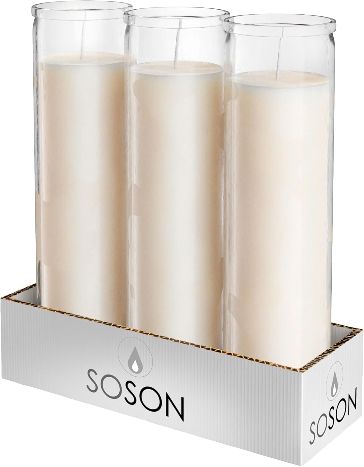 2X8 Inch Green Devotional Candles in Glass Jar - 3 Pack - 90 Hours – Prayer Candle - Tall Pillar Candles for Religious, Memorials, Party Decor