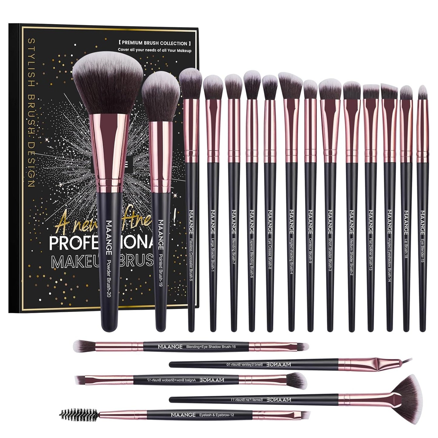 Make up Brushes, 20 Pcs Professional Makeup Brushes Set Foundation Eyeshadow Blush Brush,Travel Kabuki Blending Concealers Face Powder Eye Makeup Brush Sets with Gift Box
