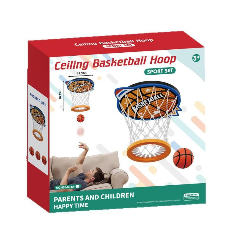 Ceiling Hanging Indoor Basketball Hoop – Overhead Mini Hoop for Bedroom, Office & Game Room – Easy Install, Durable, Real Swish Sound