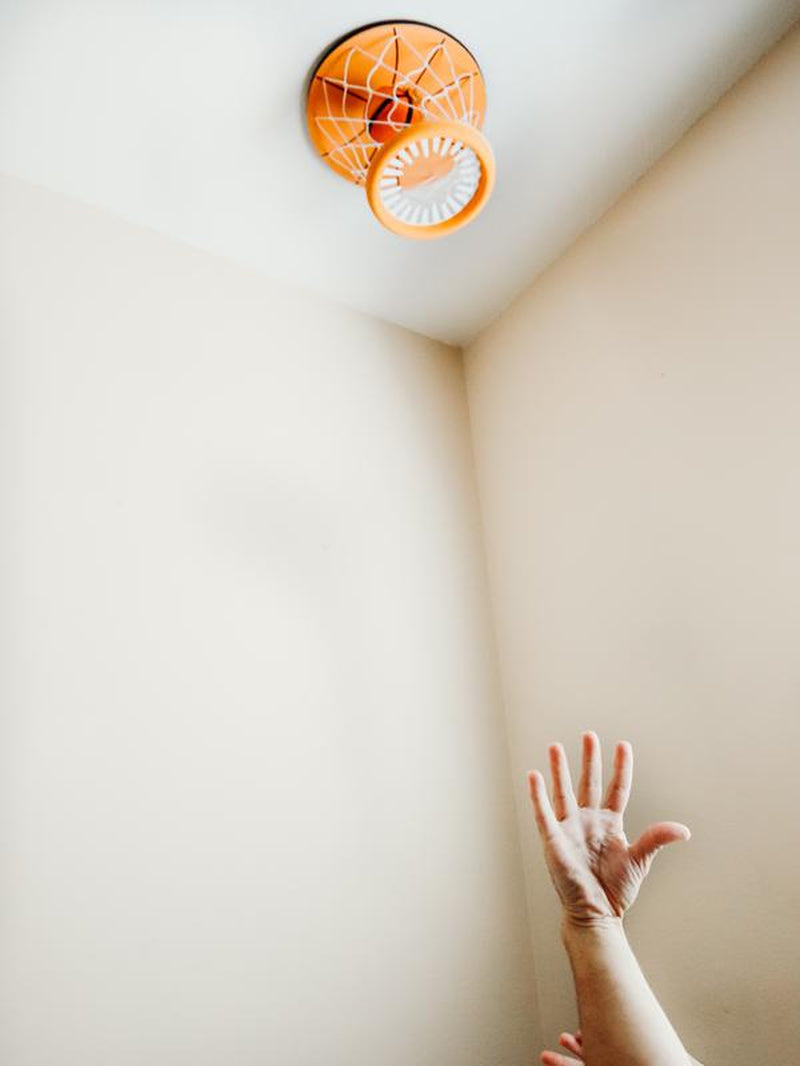 Ceiling Hanging Indoor Basketball Hoop – Overhead Mini Hoop for Bedroom, Office & Game Room – Easy Install, Durable, Real Swish Sound