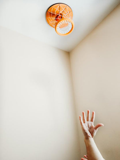 Ceiling Hanging Indoor Basketball Hoop – Overhead Mini Hoop for Bedroom, Office & Game Room – Easy Install, Durable, Real Swish Sound