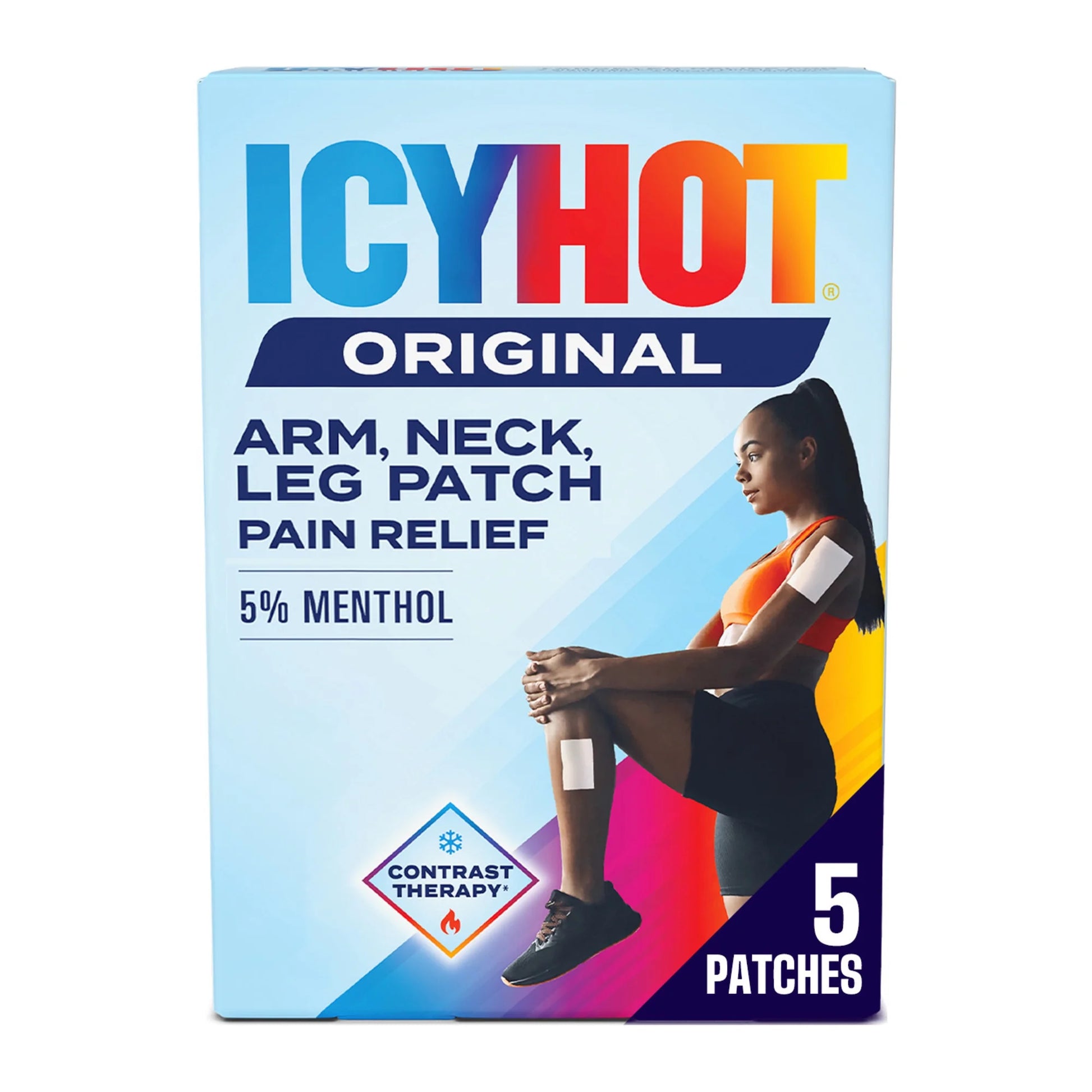 (2 Pack)  Original Pain Relief Patch, Medium Size Fabric Patches for Arm, Neck and Leg with Menthol 5%, Ice and Heat Contrast Therapy for Backaches, Joints, Muscle Strains and Arthritis, 5 Ct.