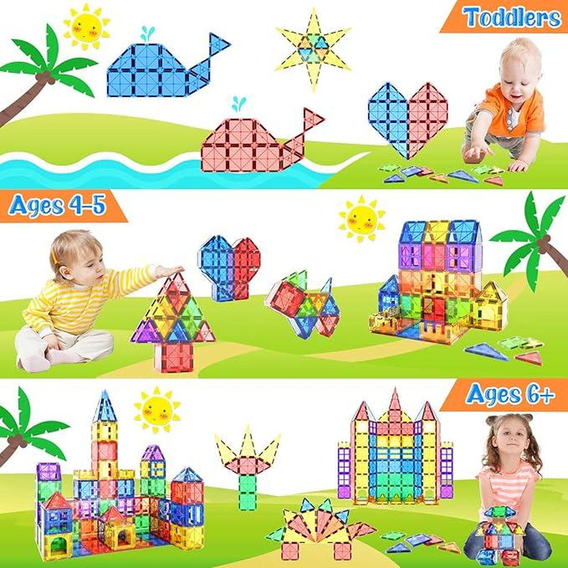 60 PCS Magnetic Building Tiles, Magnetic Tiles Kids Toys Magnet Toys for Toddler Magnetic Blocks Building Toys Preschool STEM Learning Sensory Montessori Toys for 3+ Year Old Boys and Girls, Safe Creativity Toddler Kids Toys, Christmas Toys Gift