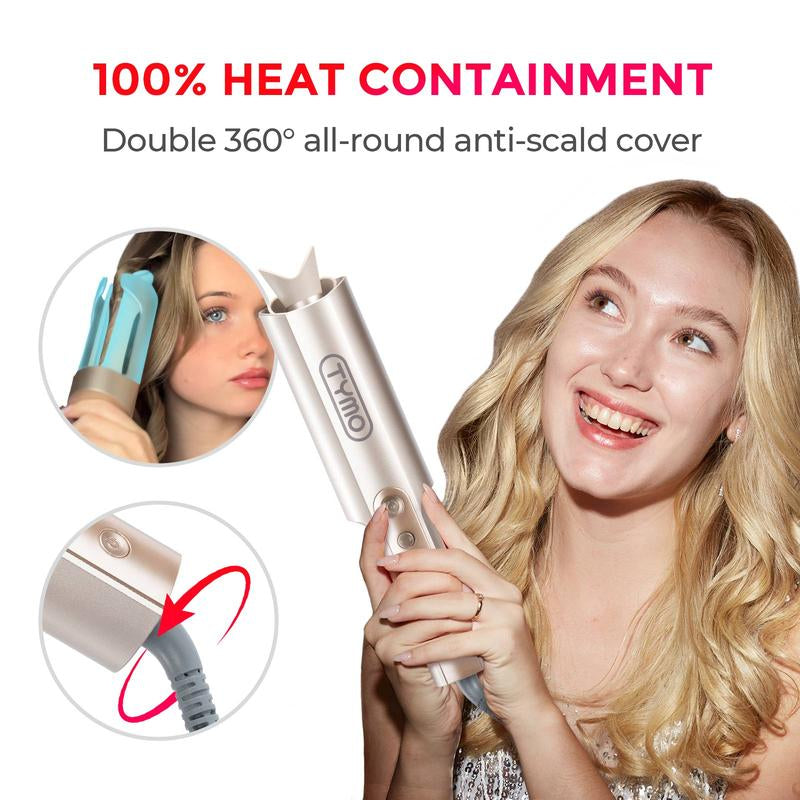 TYMO CURLPRO plus – Upgraded Automatic Rotating Curling Iron, 1-Inch Ceramic Long Barrel Curling Wand for Long Hair, Negative Ion for Flawless Christmas Holiday Gift Women Girlfriends Gifts,Gift Boxes,Gift Baskets,Best Gift Ideas