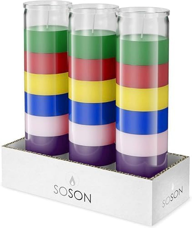 2X8 Inch Green Devotional Candles in Glass Jar - 3 Pack - 90 Hours – Prayer Candle - Tall Pillar Candles for Religious, Memorials, Party Decor