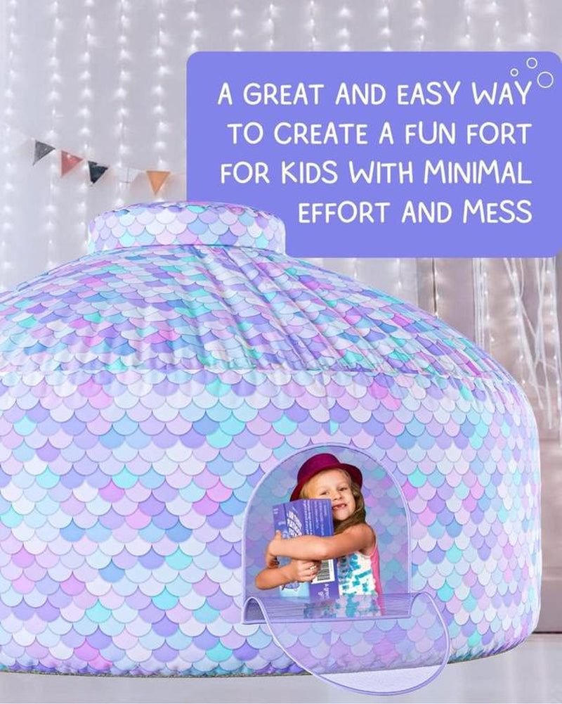SKYWIN Air Tent Fort Playhouse for Kids (Mermaid)- Inflatable Kids Fort Sets up and Stores Away in Seconds (WITHOUT FAN) with Door Kids Toys Play Tent