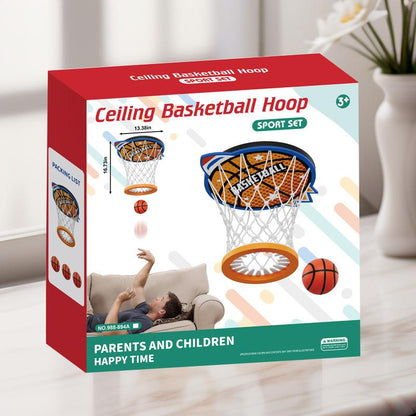 Ceiling Hanging Indoor Basketball Hoop – Overhead Mini Hoop for Bedroom, Office & Game Room – Easy Install, Durable, Real Swish Sound