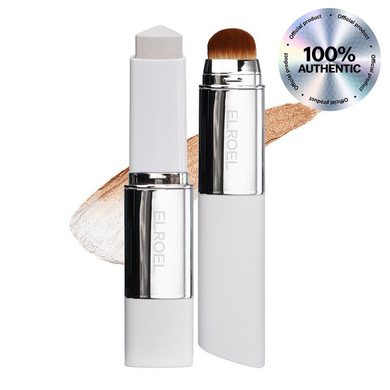ELROEL BLANC Cover Cream Stick V W/ Detachable Brush - Korean Skin Care Color-Changing Foundation Stick with Collagen Capsules (0.45 Oz)