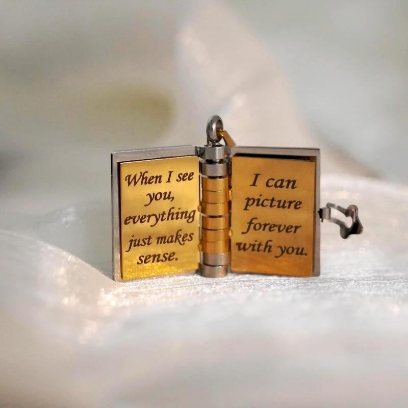 My Love Flip Book Necklace for Couples – Mini Storybook Pendant with It’S You It’S Always Been You Quote, Meaningful Romantic Jewelry, Perfect Anniversary or Valentine’S Day Gift