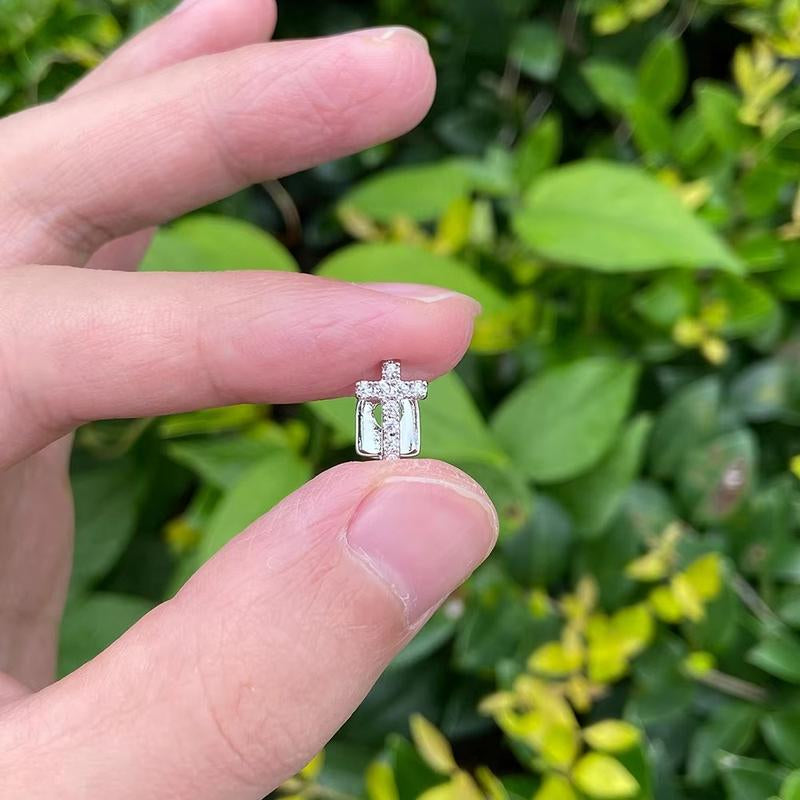 2 Pieces Cross-Shaped Copper Micro-Set Zirconia Single Hip-Hop Tooth Cap Tooth Decoration Trendy Dental Accessory