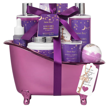 Bath & Body Gift Set, Bath Basket Spa Kit Gifts for Her Him Birthday Gifts for Women, Luxury Home Spa Kit, 8Pcschristmas Gifts for Women Ocean Vanilla, Spa Gift Baskets, Unique Mother'S Day Gifts