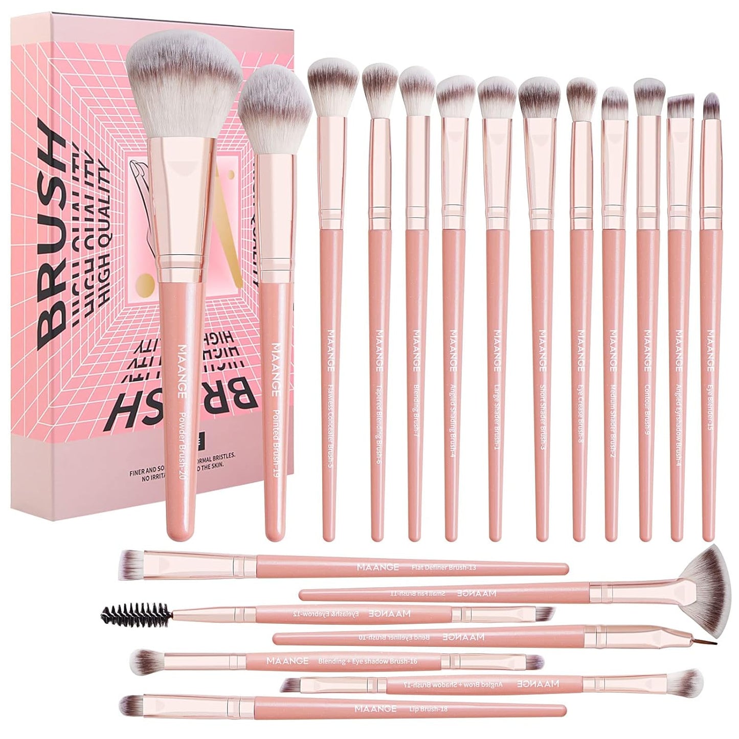 Make up Brushes, 20 Pcs Professional Makeup Brushes Set Foundation Eyeshadow Blush Brush,Travel Kabuki Blending Concealers Face Powder Eye Makeup Brush Sets with Gift Box