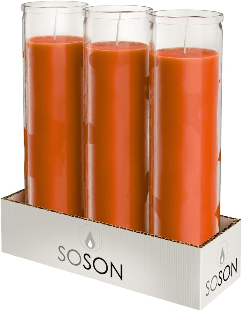 2X8 Inch Green Devotional Candles in Glass Jar - 3 Pack - 90 Hours – Prayer Candle - Tall Pillar Candles for Religious, Memorials, Party Decor