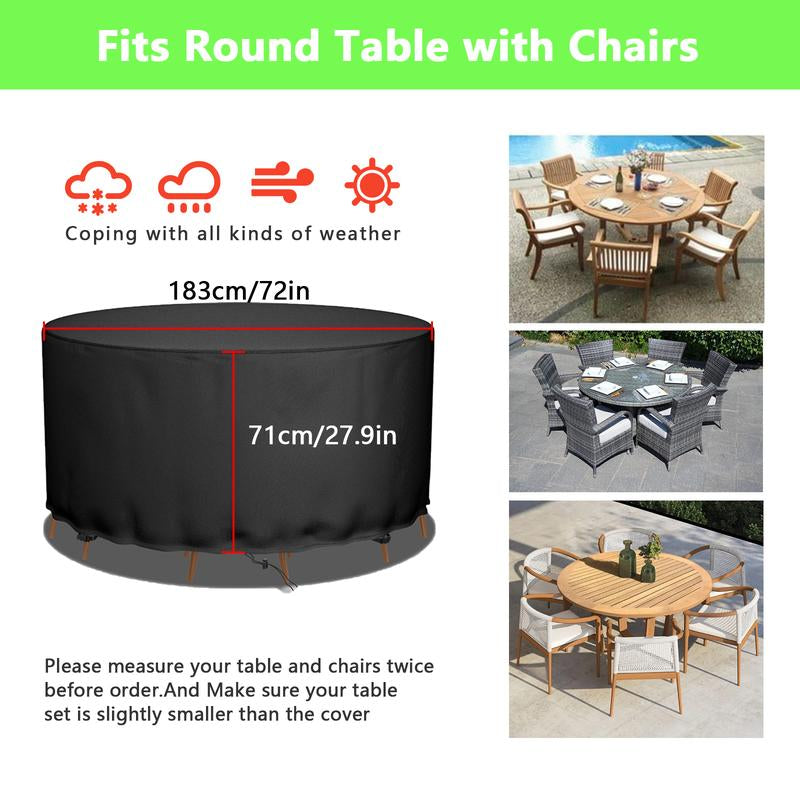 Zan Hui round Patio Furniture Cover - Waterproof 420D Heavy Duty Outdoor Table and Chair Cover 48 Inch, round Fire Pit Cover , Plastic Table and Chair Cover