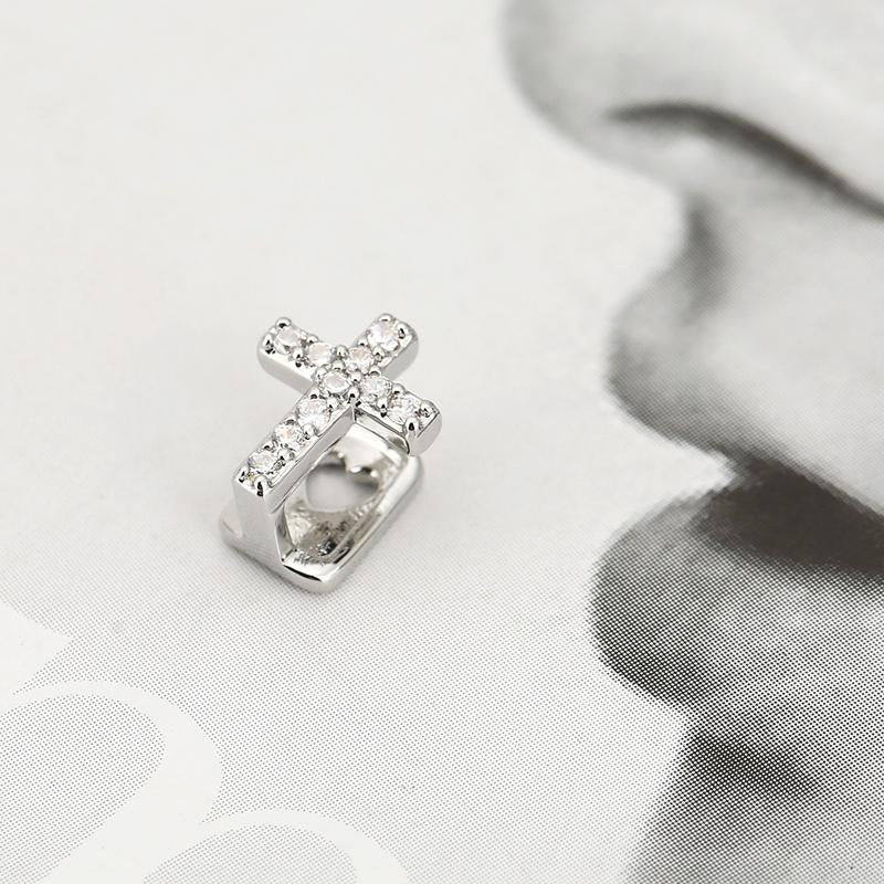 2 Pieces Cross-Shaped Copper Micro-Set Zirconia Single Hip-Hop Tooth Cap Tooth Decoration Trendy Dental Accessory