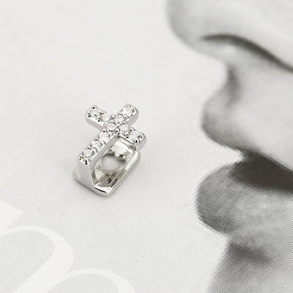 2 Pieces Cross-Shaped Copper Micro-Set Zirconia Single Hip-Hop Tooth Cap Tooth Decoration Trendy Dental Accessory