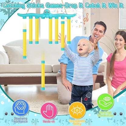 Catching Sticks Game Reaction Training Toy, Hand Eye Coordination Games, Falling Sticks Catching Game Adults, Reflex Challenge Game, 3 Adjustable Speed, for Toddlers