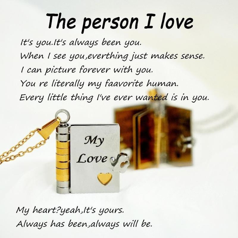 My Love Flip Book Necklace for Couples – Mini Storybook Pendant with It’S You It’S Always Been You Quote, Meaningful Romantic Jewelry, Perfect Anniversary or Valentine’S Day Gift