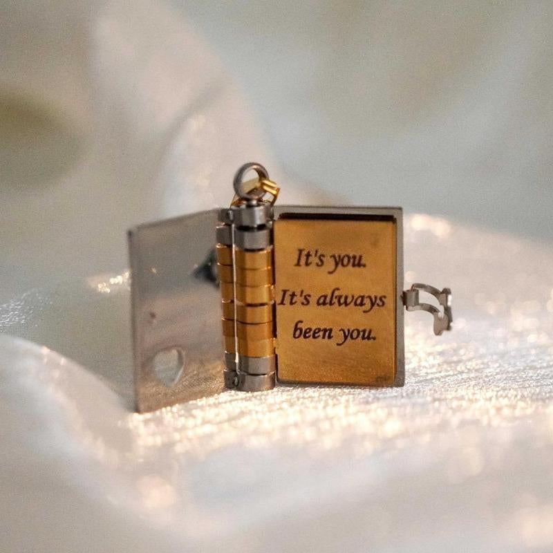 My Love Flip Book Necklace for Couples – Mini Storybook Pendant with It’S You It’S Always Been You Quote, Meaningful Romantic Jewelry, Perfect Anniversary or Valentine’S Day Gift