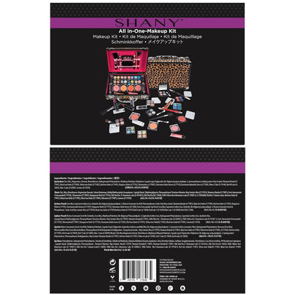 Carry All Make up Train Case with Pro Makeup Set, Beauty Brushes, Lipsticks, Eye Shadows, Blushes, Powders, and More - Reusable Cosmetics Storage Organizer - Premium Gift Packaging - Leopard