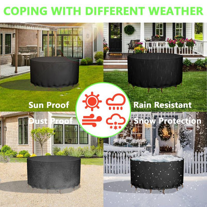 Zan Hui round Patio Furniture Cover - Waterproof 420D Heavy Duty Outdoor Table and Chair Cover 48 Inch, round Fire Pit Cover , Plastic Table and Chair Cover
