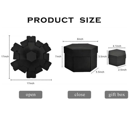 Black Explosion Box DIY Handmade Photo Album,Gift Box with 6 Faces for Wedding