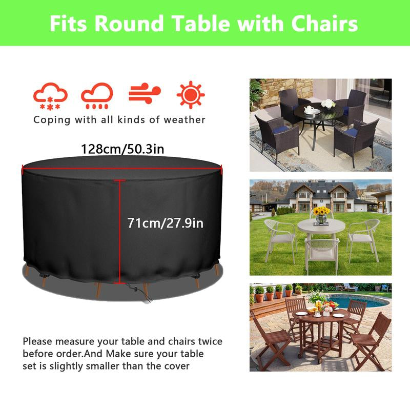 Zan Hui round Patio Furniture Cover - Waterproof 420D Heavy Duty Outdoor Table and Chair Cover 48 Inch, round Fire Pit Cover , Plastic Table and Chair Cover