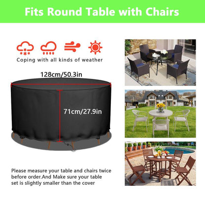 Zan Hui round Patio Furniture Cover - Waterproof 420D Heavy Duty Outdoor Table and Chair Cover 48 Inch, round Fire Pit Cover , Plastic Table and Chair Cover