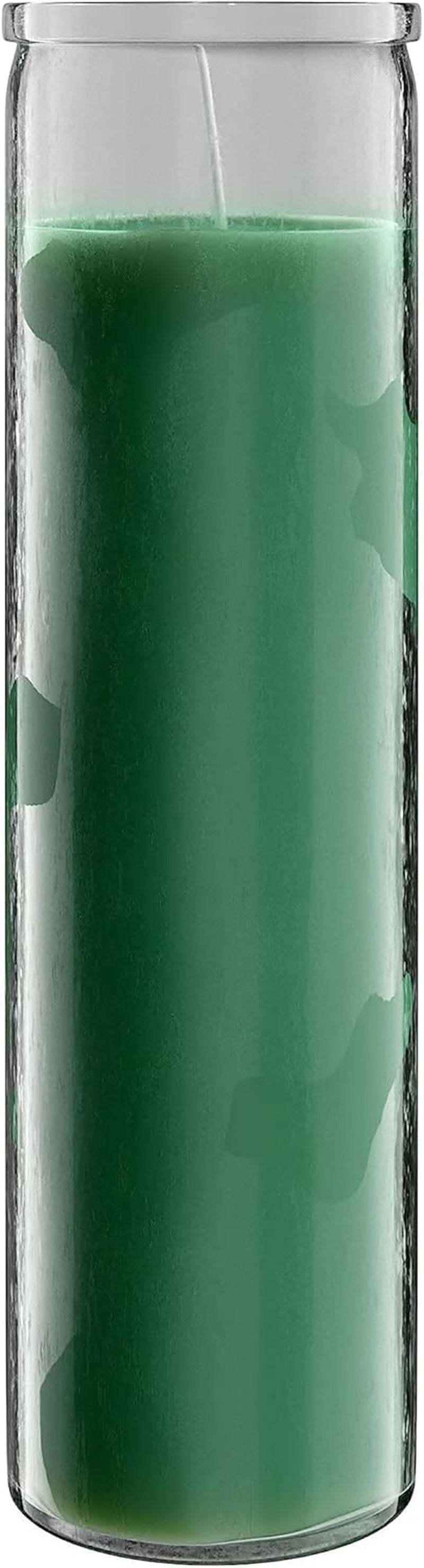 2X8 Inch Green Devotional Candles in Glass Jar - 3 Pack - 90 Hours – Prayer Candle - Tall Pillar Candles for Religious, Memorials, Party Decor